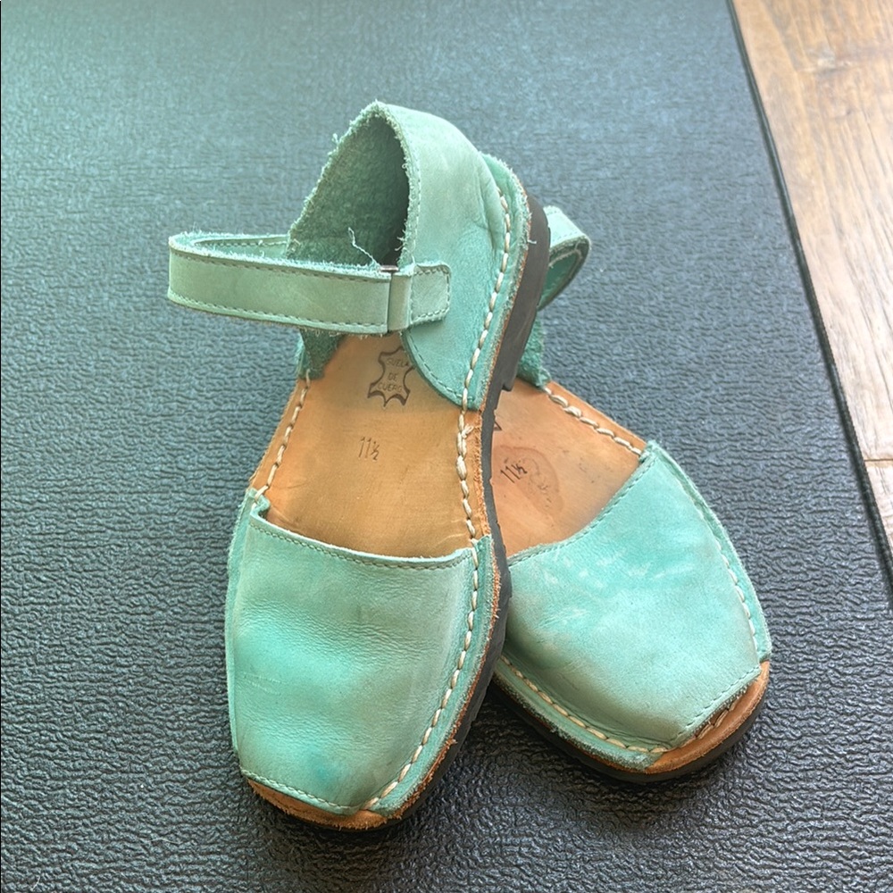 Spanish Pons Kids Aqua Leather Sandals